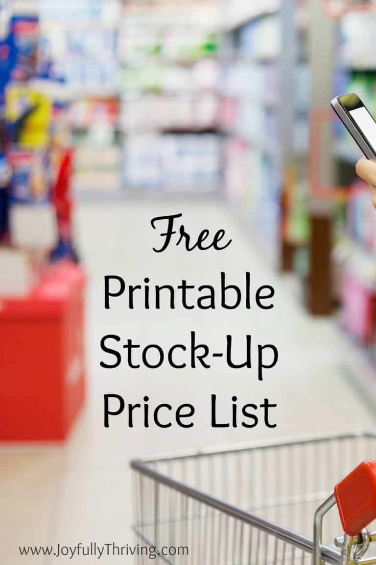 Free Printable Stock-Up Price List