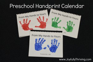 Preschool Handprint Calendar - My favorite gift for preschoolers to give their parents! Here are a year's worth of ideas for your preschoolers to create this priceless gift - Joyfully Thriving