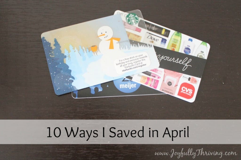 Here is a list of 10 ways I saved in April. How did you save this past month?