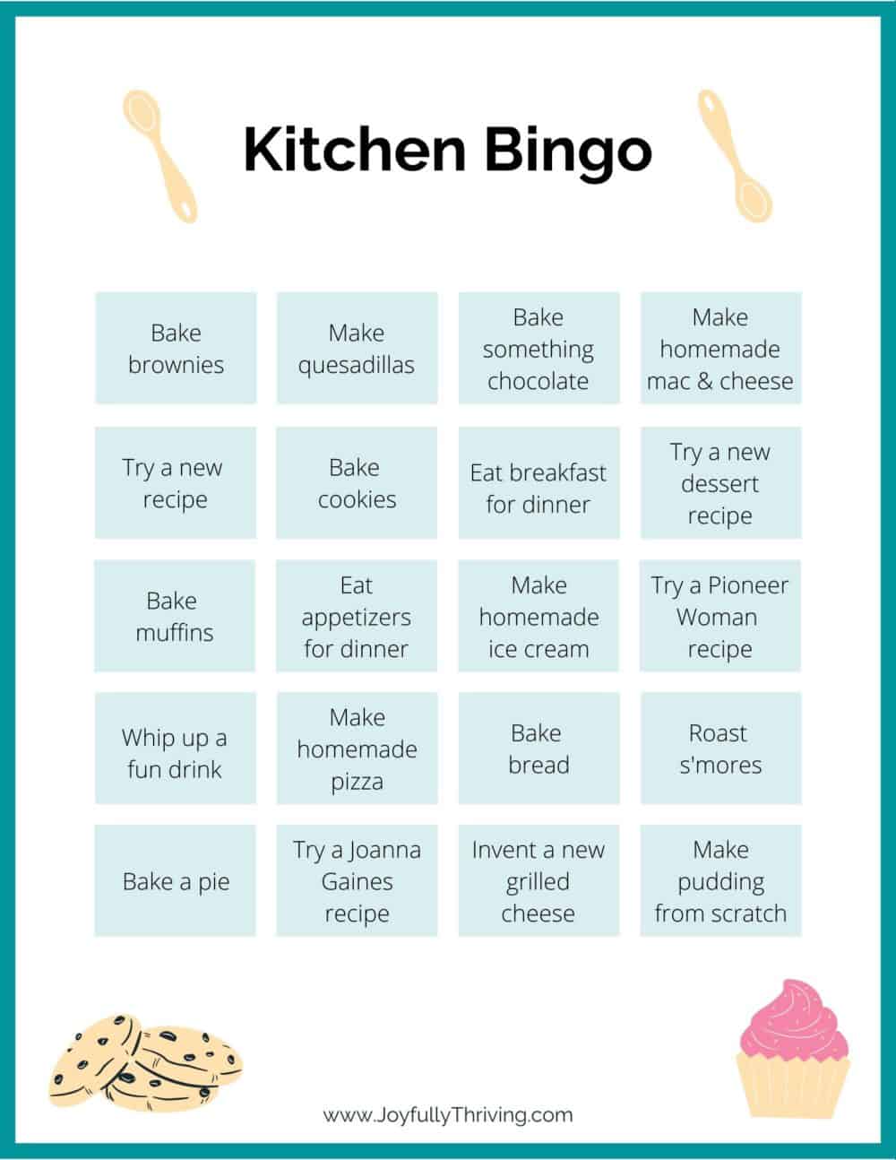 Easy Kitchen Bingo Free Printable Kitchen Bingo Game