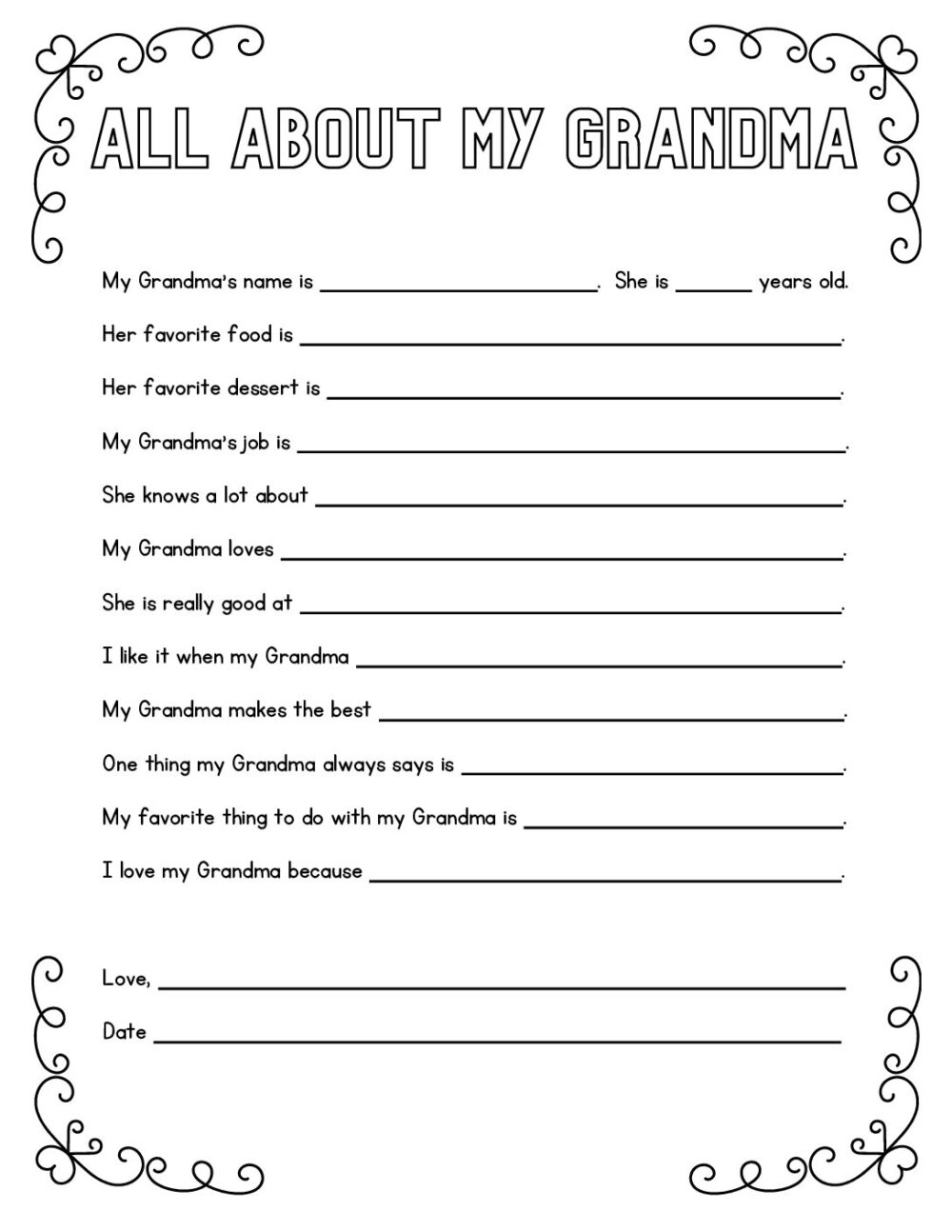 Free printable for Mother's Day: An 'All About Mom' questionnaire she'll  adore