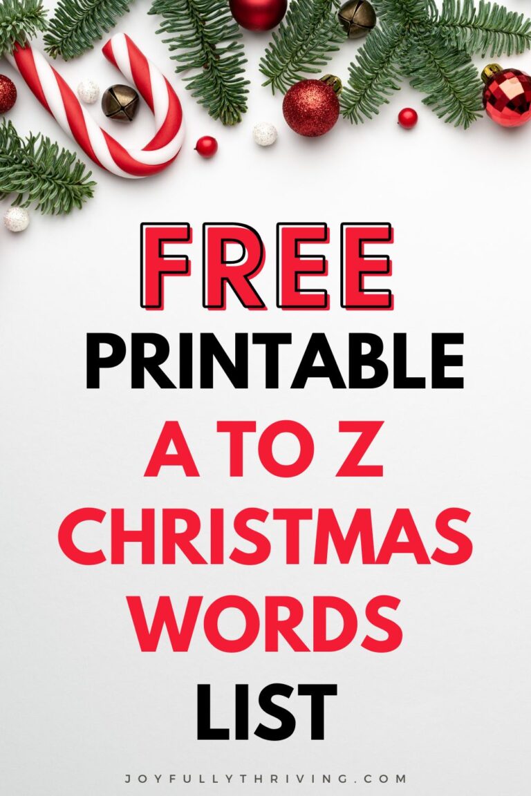 Free Printable List of Christmas Words Phrases from A Z