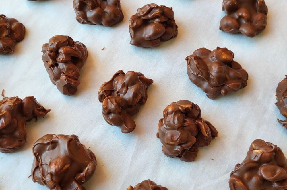 Peanut clusters on tray