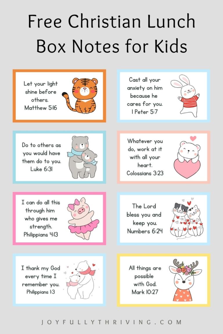 Free Printable Christian Lunch Box Notes for Kids