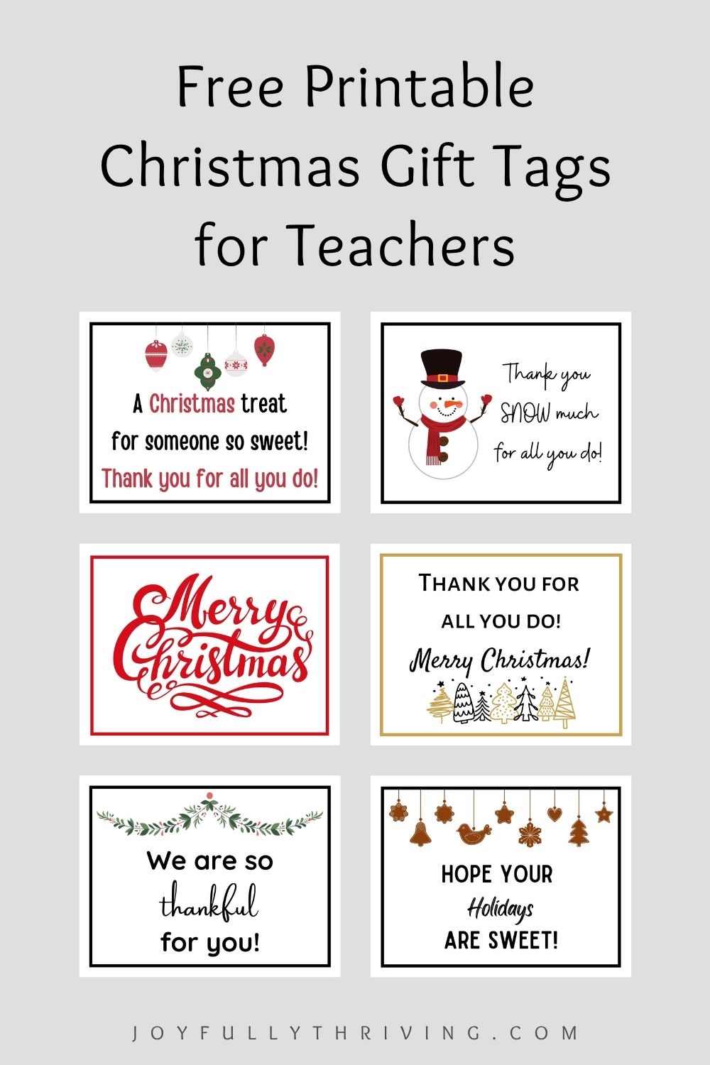 Christmas Gift Tags for Teachers Set