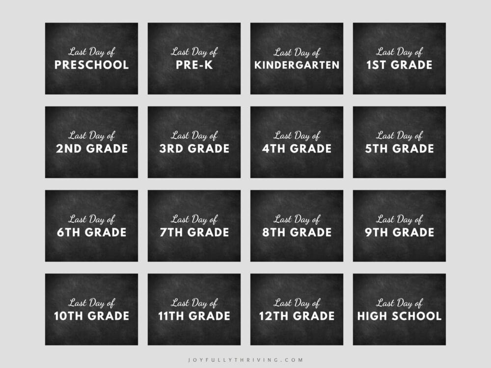 Chalkboard Printable Last Day of School Signs