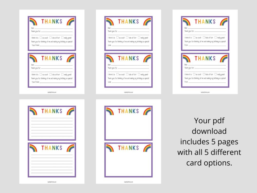 rainbow thank you cards
