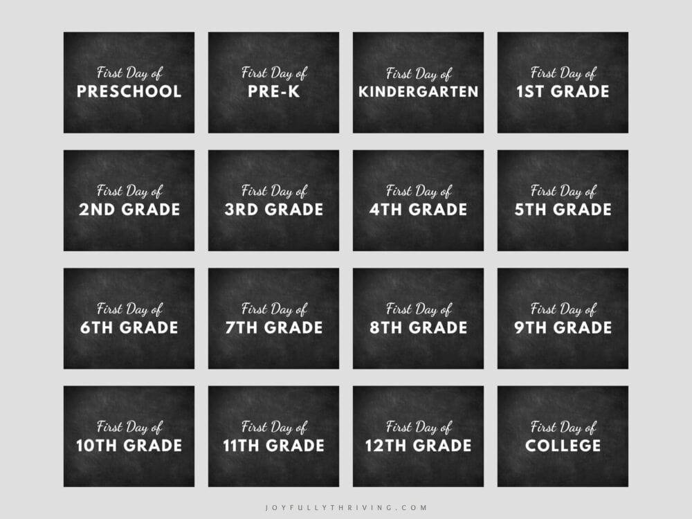Chalkboard First Day of School Signs