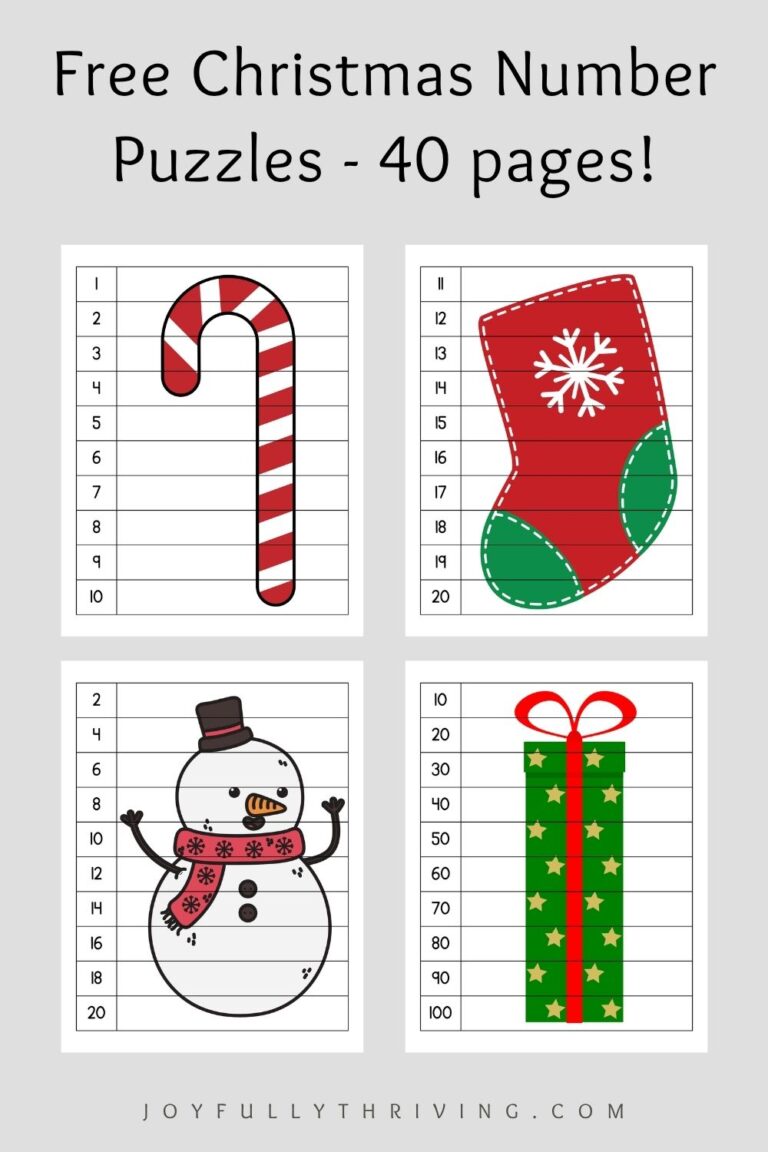 Free Printable Christmas Number Order Puzzles