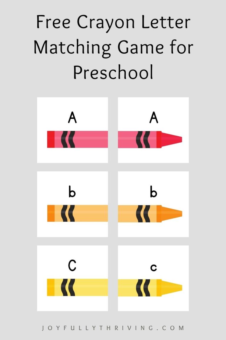 Free Printable Crayon Letter Matching Game for Preschool