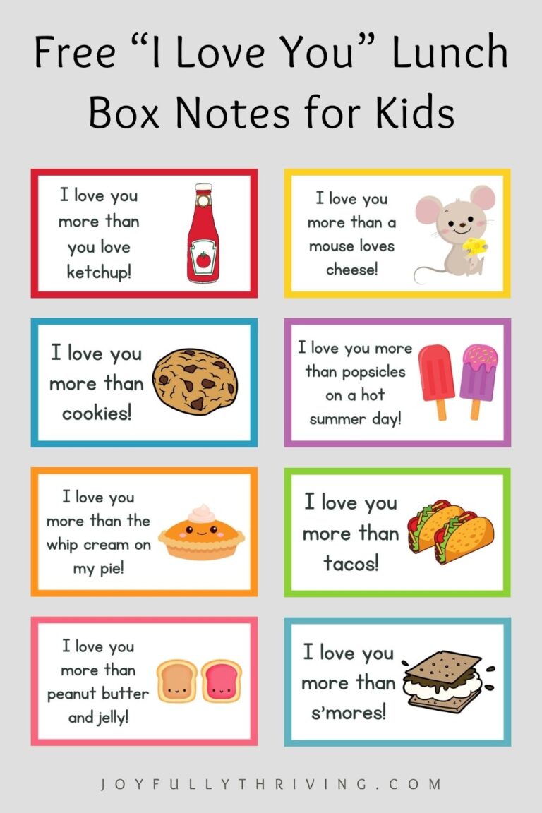 Free Printable “I Love You” Lunch Box Notes
