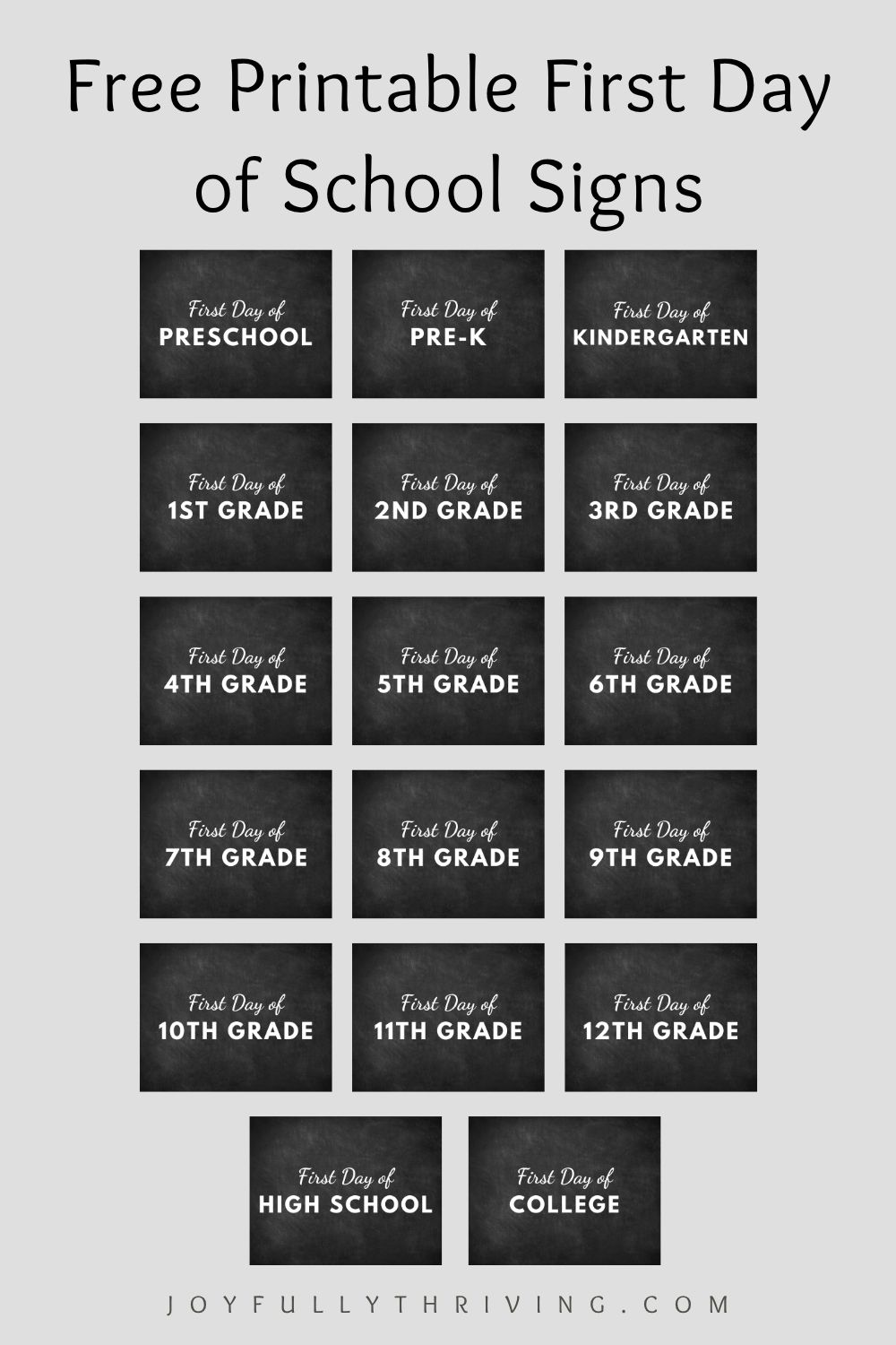 Free Printable First Day of School Signs