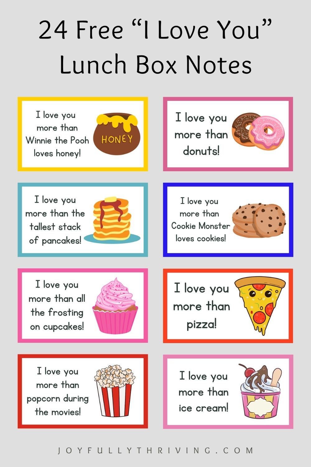 Printable I Love You Lunch Box Notes for Kids