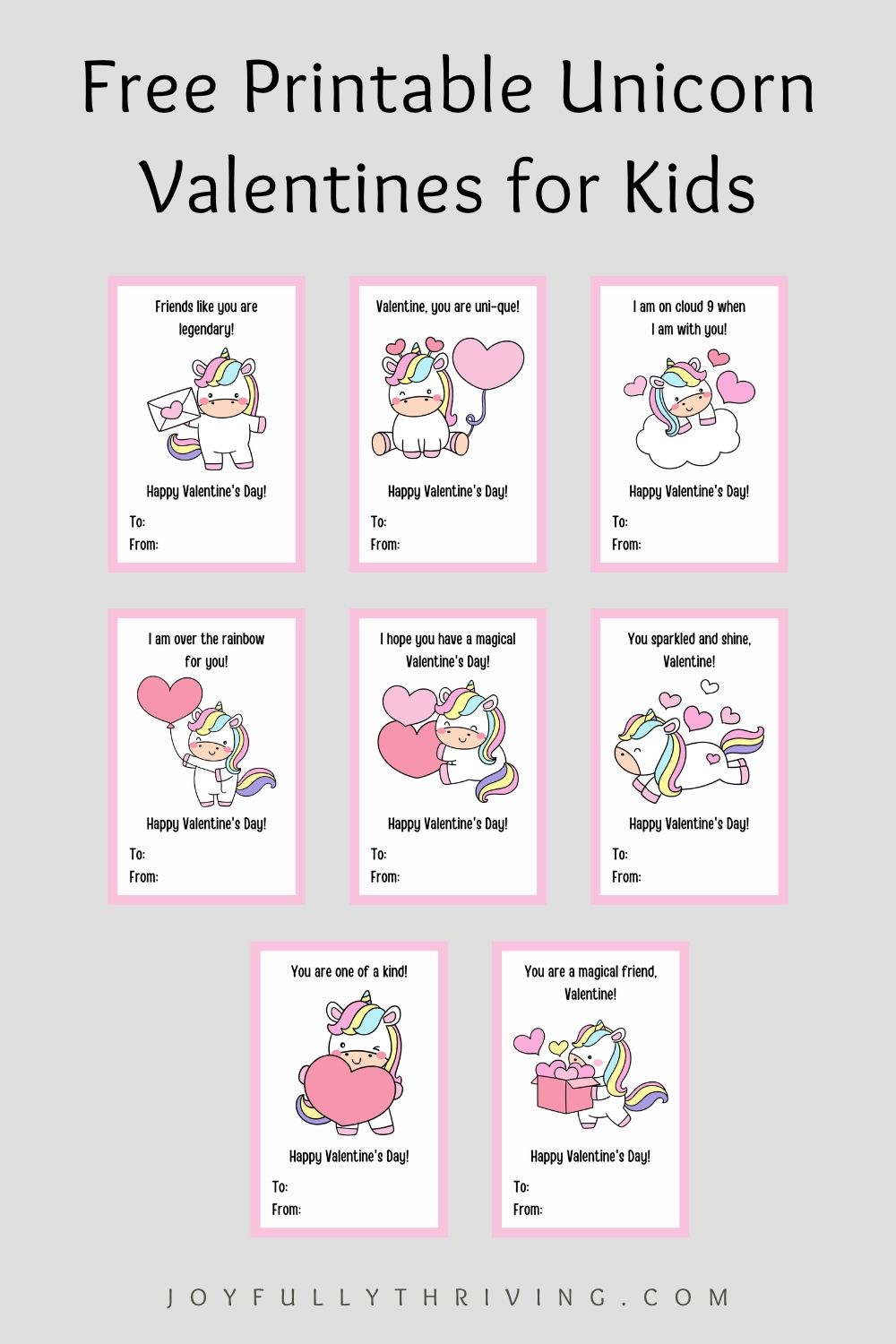 Free Unicorn Printable Valentines