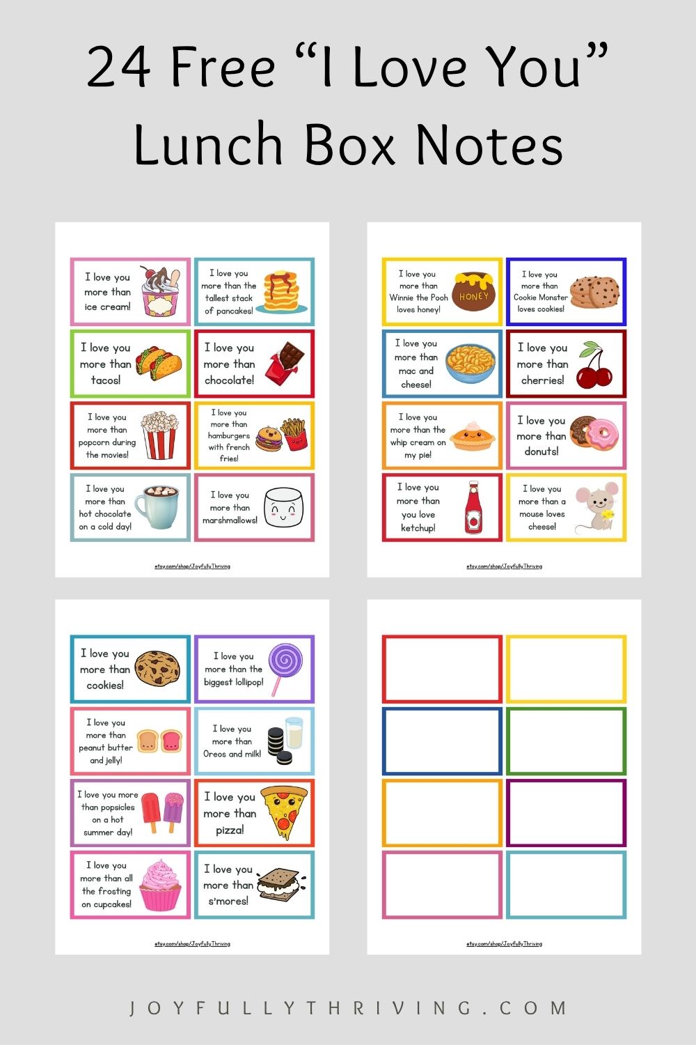 I Love You Lunch Box Notes for Kids