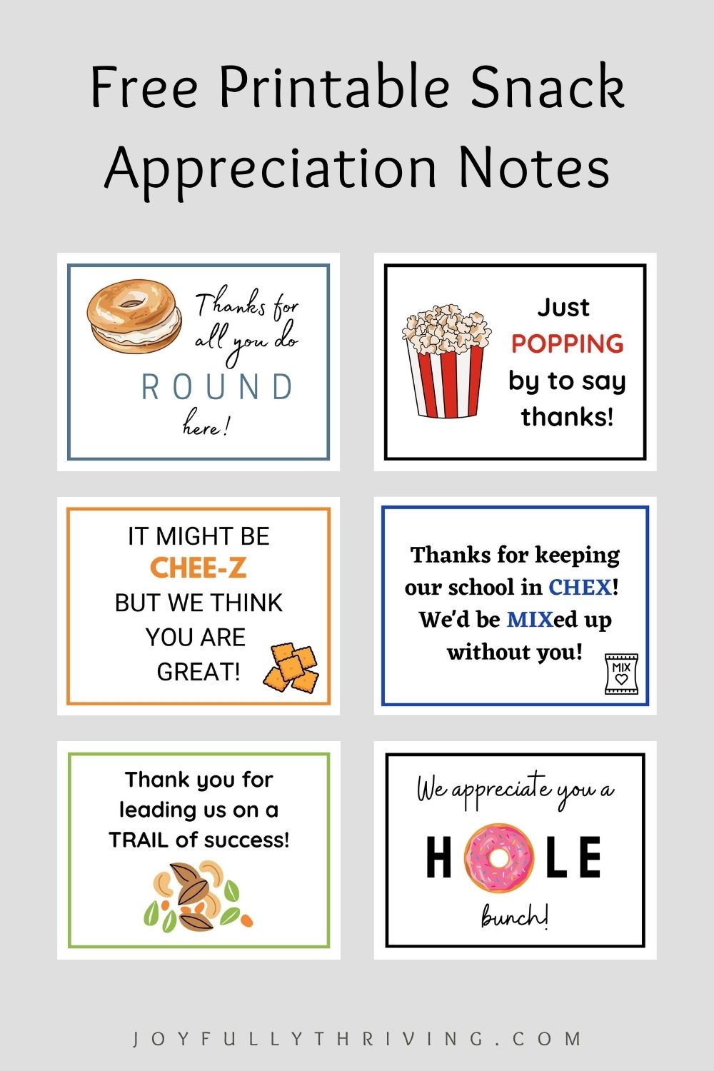6 Printable Snack Notes