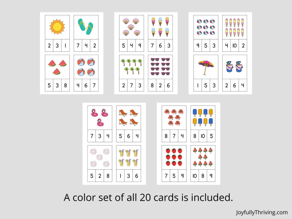 Color Number Printable Clip Cards