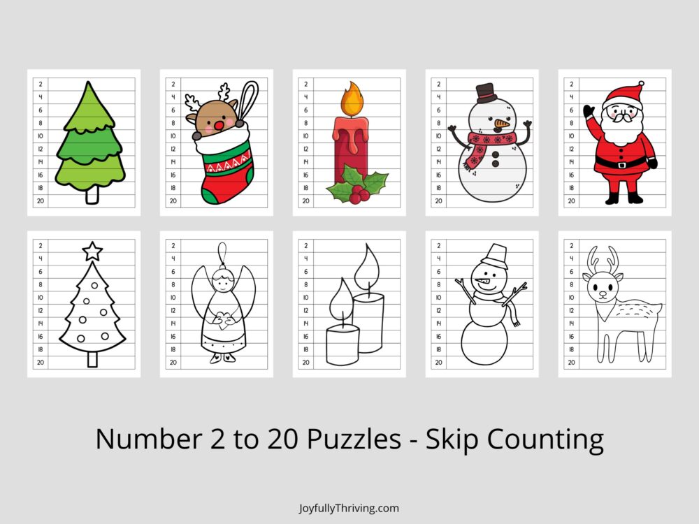 Counting by 2s Printable Christmas puzzles