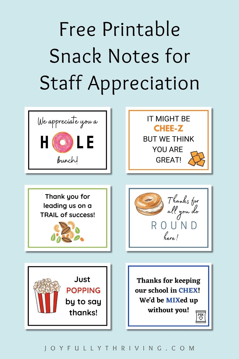 Snack Appreciation Notes for Staff