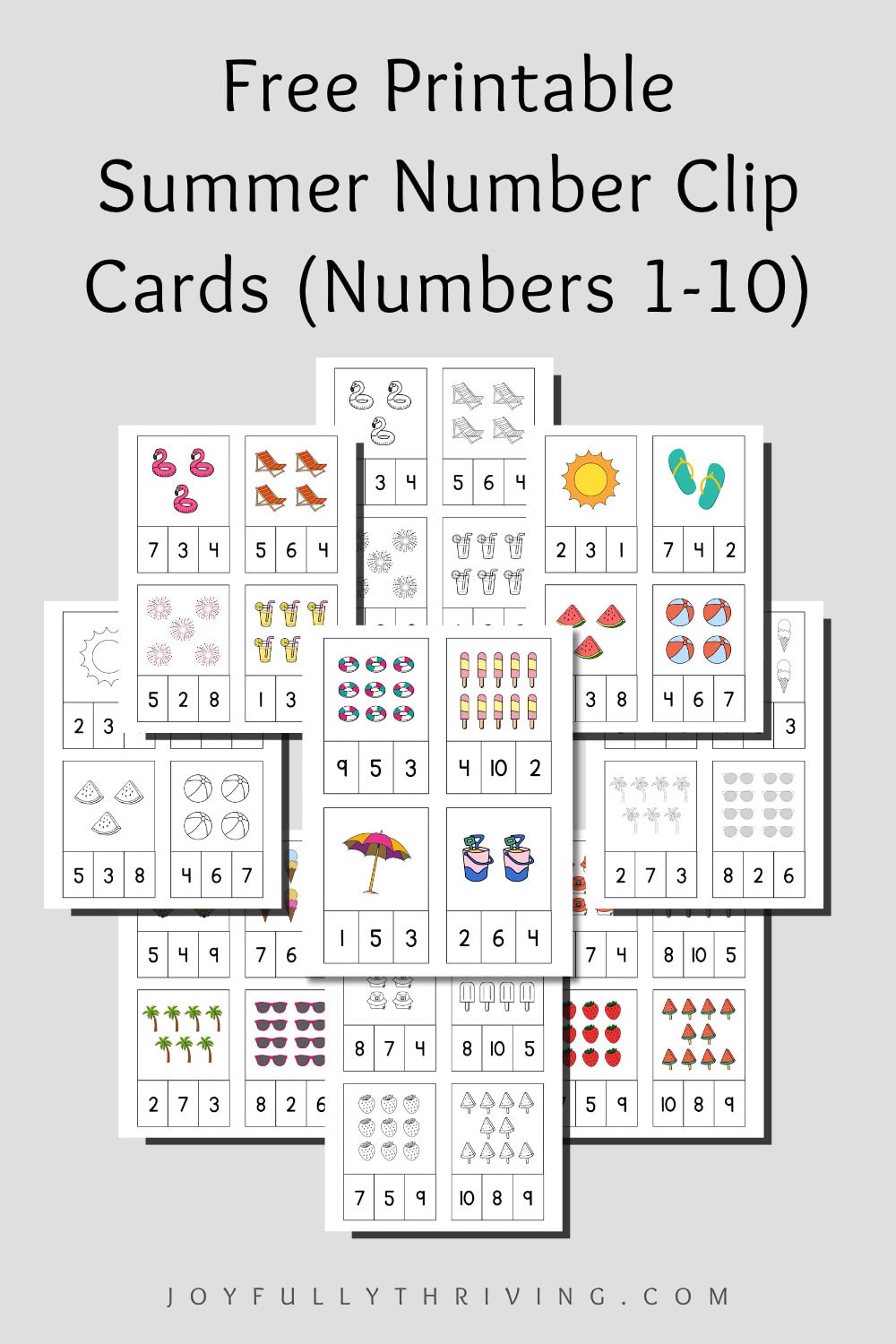 Summer Number Clip Cards