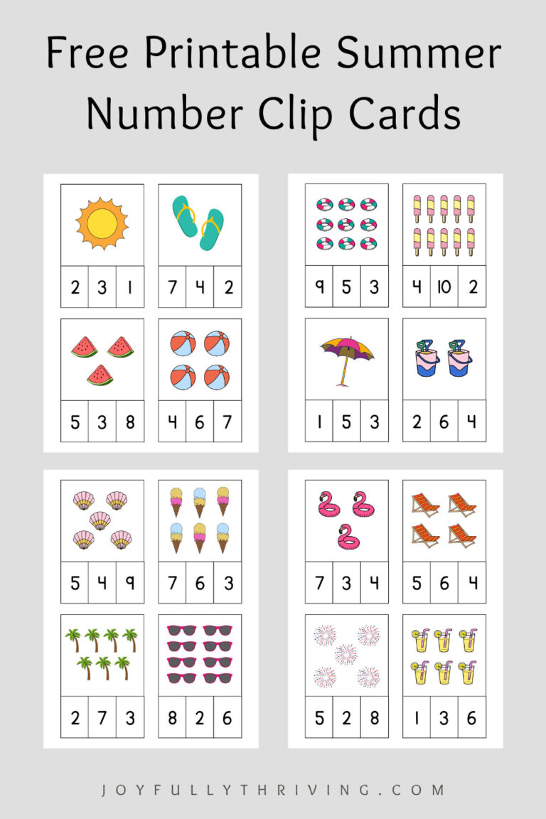 Free Printable Summer Number Clip Cards