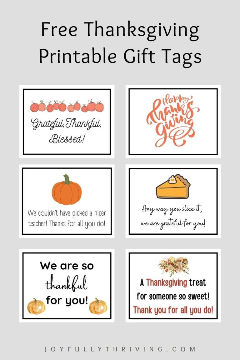 Free Printable Thanksgiving Gift Tags for Teachers and Friends
